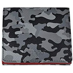 Zippo Portemonnee leer dubbelzijdige portemonnee 10 cm camouflage grijs, Grijze Camouflage, 10 cm, portemonnee