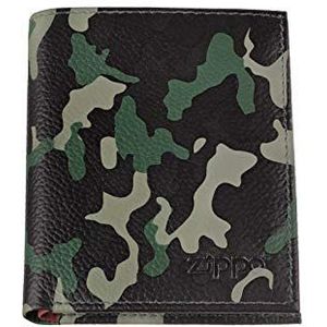 Zippo Drievoudige lederen portemonnee, 10 cm, groene camouflage