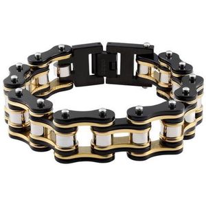 Zippo - Bike Chain Armband - Zwart/Goud - Roestvrij Staal