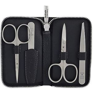 DOVO Set 5 - Exklusive Nagelpflegeset mit Hautschere, Nagelschere, Nagelfeile und Pinzette im Lederetui