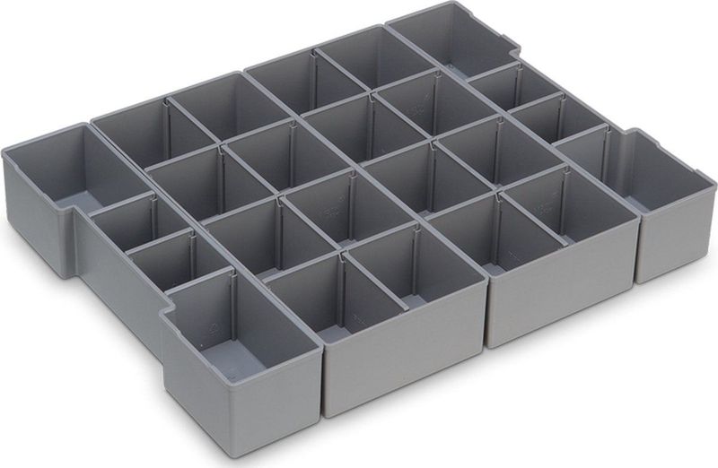 BS Systems - Inzetbakset K3 LB 102 - Grijs - 2 x U3 met 6 Verdeelschotten, 2 x K3 met 3 en 4 Verdeelschotten