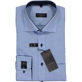 ETERNA - Blauw Effen Overhemd - 100% Katoen - Kent Kraag - Lange Mouwen