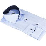 ETERNA - Blauw Effen Overhemd - 100% Katoen - Kent Kraag - Lange Mouwen