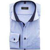 ETERNA - Blauw Effen Overhemd - 100% Katoen - Kent Kraag - Lange Mouwen