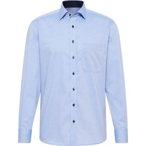 ETERNA - Oxford Overhemd - Wit - Katoen - Lange Mouwen - Contrast Marine Blauw