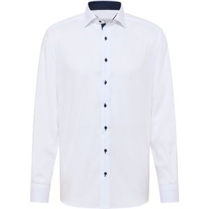 ETERNA - Wit Effen Overhemd - 100% Katoen - Kent Kraag - Lange Mouwen