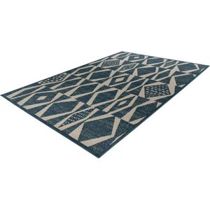 Lalee Capri - Vloerkleed - Outdoor indoor - Buitengebruik - Sisal look - Flatwave - tuin - kleed - Tapijt - Karpet - 240x330 cm- blauw beige ruiten