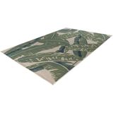 Lalee Capri - Vloerkleed - Outdoor indoor- Buitengebruik - Sisal look - Flatwave - tuin - kleed - Tapijt - Karpet - 200x290 cm- groen beige blad