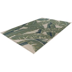Lalee Capri - Vloerkleed - Outdoor indoor- Buitengebruik - Sisal look - Flatwave - tuin - kleed - Tapijt - Karpet - 80x150 cm- groen beige blad
