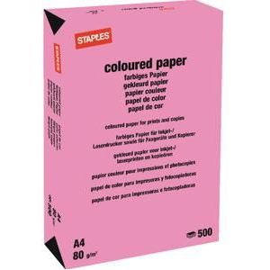 Staples Papier, A4, 80 g/m², Roze (pak 500 vel)