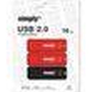 Simply - USB-Stick - Rood - Zwart - 16 GB - USB 2.0 - Met Dop