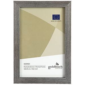 goldbuch Fotolijst Skandi 10 x 15 cm, enkele lijst van echt hout, portretlijst om neer te zetten, houten frame met muurbeugel, fotolijst, zilver