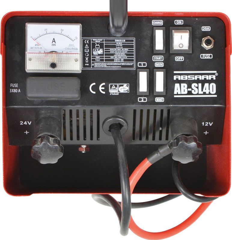 Absaar - Acculader AB-SL40 - 12/24 Volt - 40A - Digitale Weergave - Robuuste Metalen Behuizing