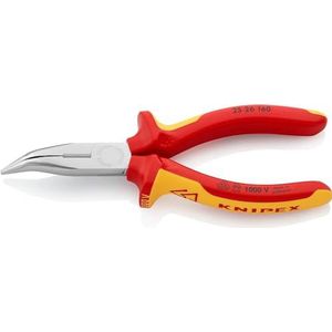 KNIPEX 25 26 160 halfronde tang met snijkant (radioklem) geïsoleerd door bi-materiaal mantels, VDE gecertificeerd, verchroomd 160 mm