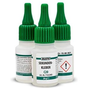 SILISTO - Secondelijm - Transparant - 3x20g - Extreem Sterke Cyanoacrylaat Lijm