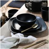 CreaTable Geschirr-Set 16818 (16-tlg), Steingut, Serie Magic Black Square, 16-teiliges Kombiservice aus Steinzeug
