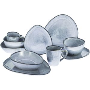 CreaTable, 23767 Serie Cloudy Stone 10-delig tafelservies van aardewerk, vaatwasser- en magnetronbestendig, hoogwaardige productie