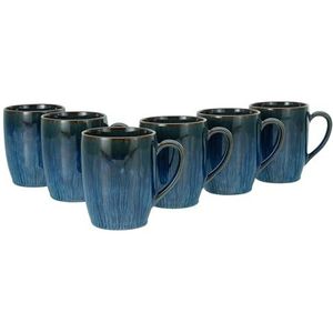 CreaTable, 33086, serie Sea Breeze blauw, 6-delige serviesset, koffiemokken set van aardewerk