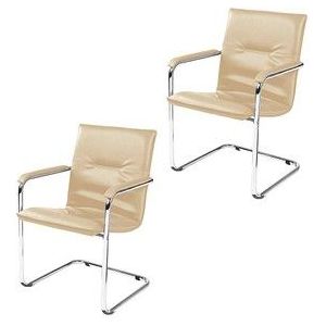 2 Nowy Styl Besucherstühle Rumba RUMBA CHROM V46 beige Kunstleder