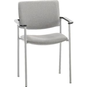 Bezoekersstoel met textielbekleding en kunststof voetdoppen, frame aluminiumkleurig, bekleding grijs