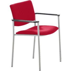 Bezoekersstoel met textielbekleding en kunststof voetdoppen, frame aluminiumkleurig