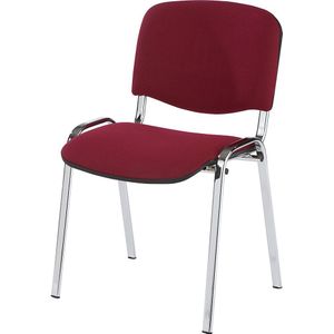 Bezoekersstoel, stapelbaar, rugleuning met bekleding, stoelframe verchroomd, bekleding bordeaux, VE = 2 stuks