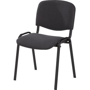 Bezoekersstoel, stapelbaar, rugleuning met bekleding, stoelframe zwart