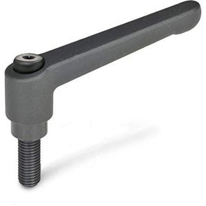 Ganter Normelemente | Verstelbare klemhendels met schroefdraad - GN 300-108-M12-32-SW | Lengte greep: 108mm | Schroef staal gepolijst | handvat gegoten zink zwart, geplastificeerd | 1 stuk