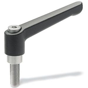 Ganter Normelemente GN 300.1-45-M6-40-SW 1-45-M6-40-SW-verstelbare klemhendel met roestvrijstalen schroefdraad, structuurmat, zwart, draad: M6x40mm