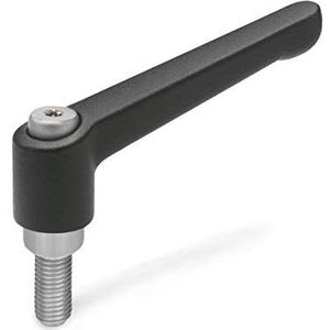 Ganter Normelemente GN 300.1-63-M8-32-SW 1-63-M8-32-SW-verstelbare klemhendel met roestvrijstalen schroefdraad, zwart, structuurmat, schroefdraad: M8x32mm