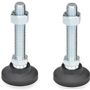Ganter Normelemente | Scharnierende voeten/stelvoeten met verstelspindel - GN 343.4-60-M16-80-A | voet: kunststof (polyamide) | 2 stuks