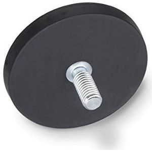 Ganter Normelemente | Handmagneten met schroefdraadtappen en rubberen ommanteling - GN 51.3-ND-43-SW | neodymium, ijzer, boor | 1 stuk, zwart