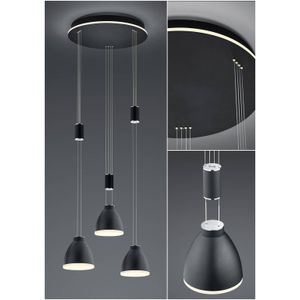 HELL LED hanglamp Leni, 3-lamps, rond, zwart