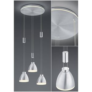 HELL LED hanglamp Leni, 3-lamps, rond, nikkel