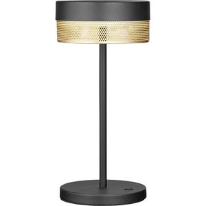 Kalmar Tafellamp LED zwart/goud oplaadbaar met USB-kabel - Modern - Hell Leuchten