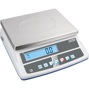 Kern FCD-3K-3 tafelweegschaal, weegvermogen tot 3 kg, RS-232 interface, batterijvoeding, B 300 x D 230 x H 12,5 mm, roestvrij staal &amp; kunststof, zilver