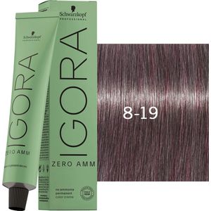 Schwarzkopf - Igora - Zero Amm - 8-19 Light Blonde Cendré Violet - Haarkleuring - 60 ml