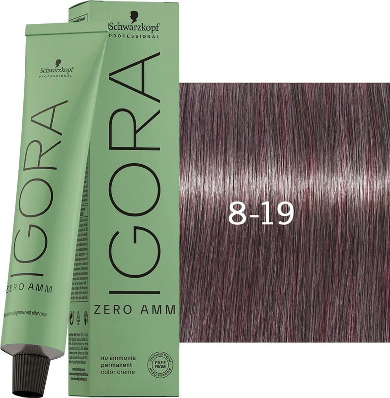 Schwarzkopf - Igora - Zero Amm - 8-19 Light Blonde Cendré Violet - Haarkleuring - 60 ml