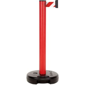 Afzetpaal van kunststof, max. uittreklengte 3700 mm, paal rood, afzetband rood/wit