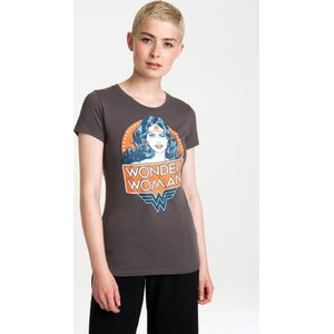 LOGOSHIRT Shirt 'Wonder Woman'  basaltgrijs / gemengde kleuren / oranjerood