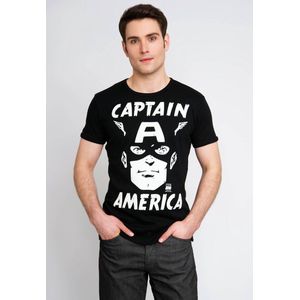 LOGOSHIRT Shirt 'Captain America'  zwart / wit