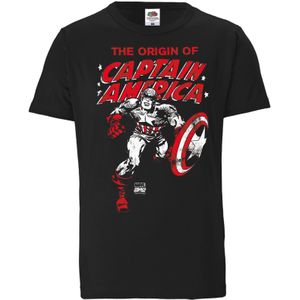 LOGOSHIRT Shirt 'The Origin Of Captain America'  gemengde kleuren / zwart