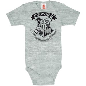 LOGOSHIRT Rompertje/body 'Harry Potter - Hogwarts Logo Black'  grijs