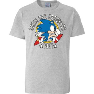 LOGOSHIRT Shirt 'Sonic The Hedgehog - 1991'  grijs / gemengde kleuren