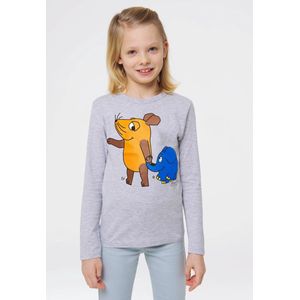 Logoshirt - Longsleeve - Blauw - Katoen - Bedrukt met Muis en Olifant
