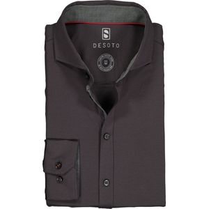 DESOTO - Slim Fit Overhemd - Antraciet - Stretch Tricot - Strijkvrij