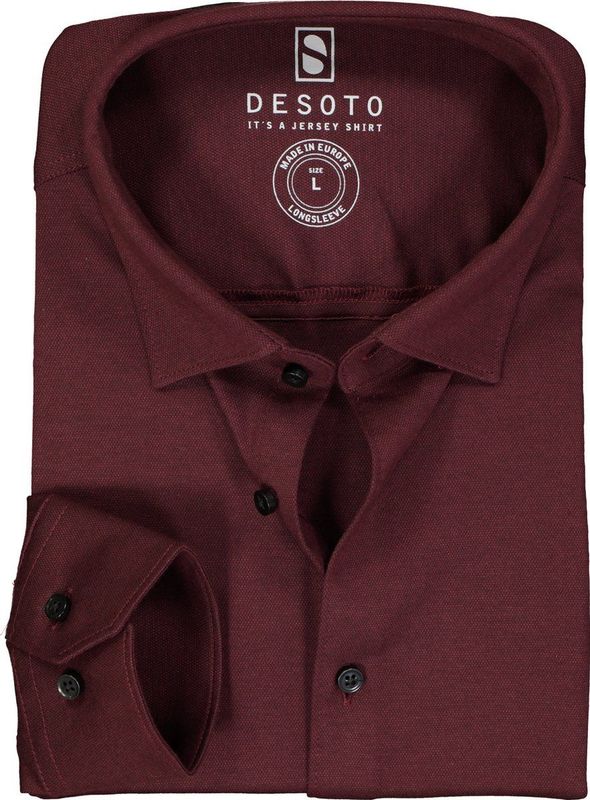 Desoto - Kent Overhemd - Bordeaux - Katoen - Slim Fit