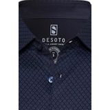 Desoto Hemd Kent Grafische Print Donkerblauw