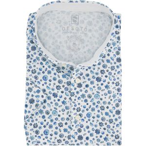 Overhemd Desoto met korte mouwen blauw wit printje