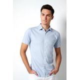 Raglan Kwartmouw Overhemd - Effen Katoen - Slim Fit - Kentkraag